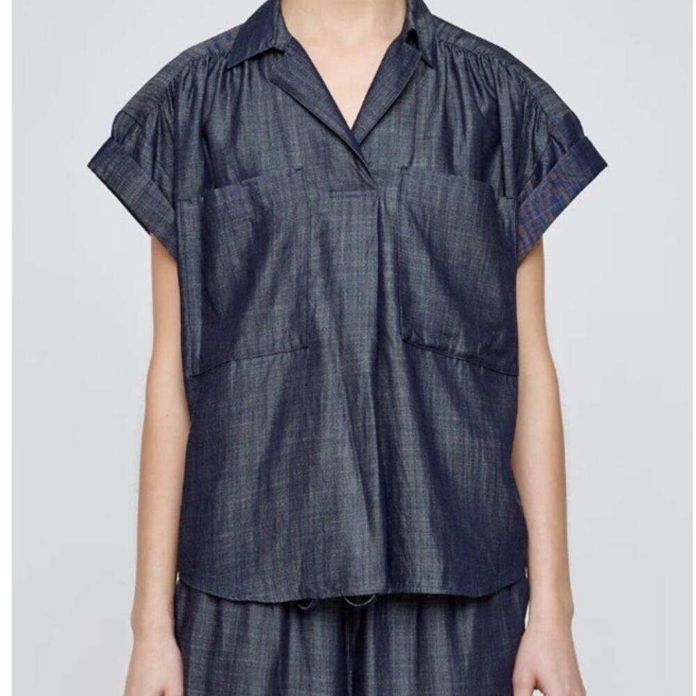 Moussy Basic Blue Denim Shirt L